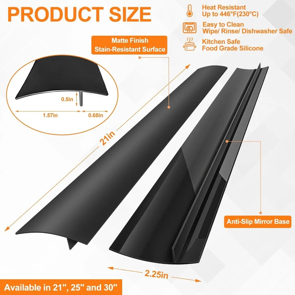 Silicone Stove Gap Covers (2-Pack) — Stop Crumbs Between Stove and Counter
